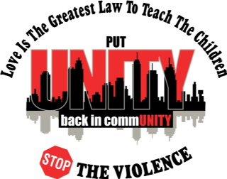 LOVE IS THE GREATEST LAW TO TEACH THE CHILDREN PUT UNITY BACK IN COMMUNITY STOP THE VIOLENCE trademark