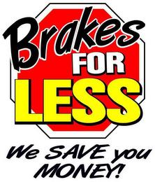 BRAKES FOR LESS WE SAVE YOU MONEY! trademark