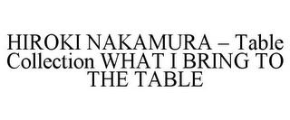 HIROKI NAKAMURA - TABLE COLLECTION WHATI BRING TO THE TABLE trademark