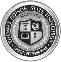 THOMAS EDISON STATE UNIVERSITY ERUDITIOPERPETUA VITAE MCMLXXII trademark