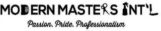 MODERN MASTERS INT'L PASSION. PRIDE. PROFESSIONALISM trademark