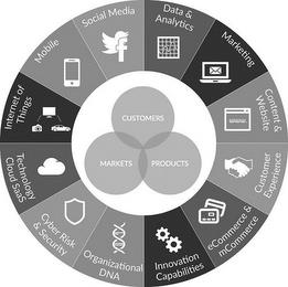 SOCIAL MEDIA F DATA & ANALYTICS MARKETING CONTENT & WEBSITE WWW. CUSTOMER EXPERIENCE ECOMMERCE & MCOMMERCE INNOVATION CAPABILITIES ORGANIZATIONAL DNA CYBER RISK & SECURITY TECHNOLOGY CLOUD SAAS INTERNET OF THINGS MOBILE CUSTOMERS MARKETS PRODUCTS trademark