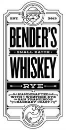 EST. 2013 BENDER'S SMALL BATCH WHISKEY RYE HANDCRAFTED WITH A WEATHER EYE ON SAN FRANCISCO'S BARBARY COAST trademark