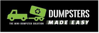 DUMPSTERS MADE EASY THE MINI-DUMPSTER SOLUTIONLUTION trademark