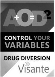 A+O=D2 CONTROL YOUR VARIABLES DRUG DIVERSION VISANTE trademark