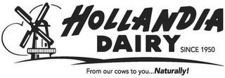 HOLLANDIA DAIRY SINCE 1950 FROM OUR COWS TO YOU...NATURALLY! trademark