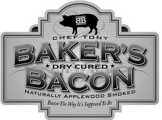 CHEF TONY BAKER'S DRY CURED BACON NATURALLY APPLEWOOD SMOKED BACON THE WAY IT'S SUPPOSED TO BE trademark