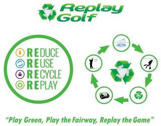 REPLAY GOLF REDUCE REUSE RECYCLE REPLAY"PLAY GREEN, PLAY THE FAIRWAY, REPLAY THE GAME" trademark