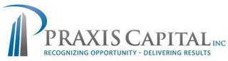 PRAXIS CAPITAL INC. RECOGNIZING OPPORTUNITY-DELIVERING RESULTS trademark