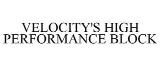 VELOCITY'S HIGH PERFORMANCE BLOCK trademark