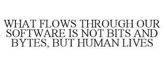 WHAT FLOWS THROUGH OUR SOFTWARE IS NOT BITS AND BYTES, BUT HUMAN LIVES trademark