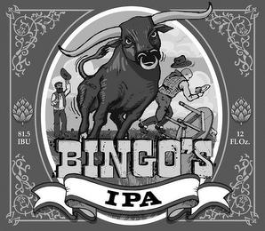 BINGO'S IPA BINGO 81.5 IBU AS FL.OZ trademark