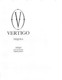 V VERTIGO TEQUILA ANEJO 100% DE AGAVE CRISTALINO trademark