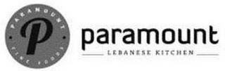 · P · PARAMOUNT FINE FOODS PARAMOUNT LEBANESE KITCHEN trademark