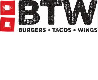 BTW BURGERS+TACOS+WINGS trademark