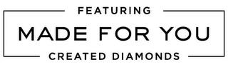 FEATURING MADE FOR YOU CREATED DIAMONDS trademark