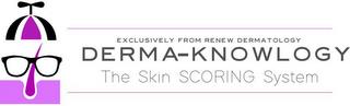 EXCLUSIVELY FROM RENEW DERMATOLOGY DERMA-KNOWLOGY THE SKIN SCORING SYSTEM trademark