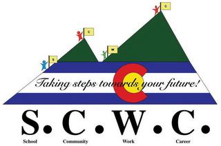 TAKING STEPS TOWARDS YOUR FUTURE S. C. W. C. SCHOOL COMMUNITY WORK CAREER trademark