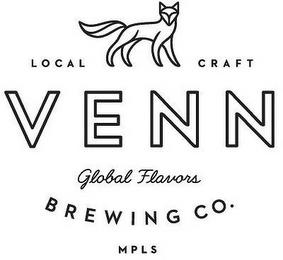 LOCAL CRAFT VENN GLOBAL FLAVORS BREWINGCO. MPLS trademark