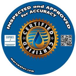 INSPECTED AND APPROVED FOR ACCURACY CERTIFIED EXPIRES APPROVED BY MARSWATER.COM trademark