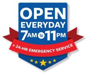 OPEN EVERYDAY 7 AM TO 11 PM + 24-HR EMERGENCY SERVICE trademark