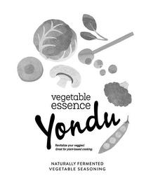 VEGETABLE ESSENCE YONDU REVITALIZE YOURVEGGIES! GREAT FOR PLANT-BASED COOKING. NATURALLY FERMENTED VEGETABLE SEASONING trademark