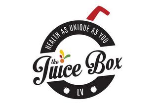 HEALTH AS UNIQUE AS YOU THE JUICE BOX LV trademark