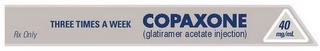 COPAXONE 40MG/ML (GLATIRAMER ACETATE INJECTION) THREE TIMES A WEEK RX ONLY trademark