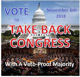 VOTE TO TAKE BACK CONGRESS WITH A VETO-PROOF MAJORITY NOVEMBER 6TH, 2018 trademark