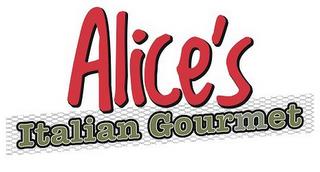 ALICE'S ITALIAN GOURMET trademark