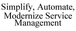 SIMPLIFY, AUTOMATE, MODERNIZE SERVICE MANAGEMENT trademark