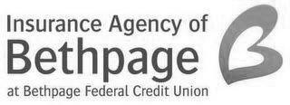 INSURANCE AGENCY OF BETHPAGE AT BETHPAGE FEDERAL CREDIT UNION B trademark