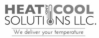 HEAT AND COOL SOLUTIONS LLC. WE DELIVERYOUR TEMPERATURE trademark