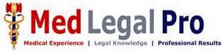 MEDLEGALPRO MEDICAL EXPERIENCE | LEGAL KNOWLEDGE | PROFESSIONAL RESULTS trademark