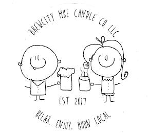 BREWCITY MKE CANDLE CO LLC. EST 2017. RELAX. ENJOY. BURN LOCAL trademark