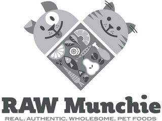 RAW MUNCHIE REAL. AUTHENTIC. WHOLESOME. PET FOODS trademark