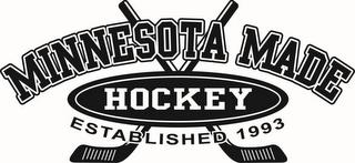 MINNESOTA MADE HOCKEY ESTABLISHED 1993 trademark