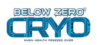 BELOW ZERO CRYO WHEN HEALTH FREEZES OVER trademark