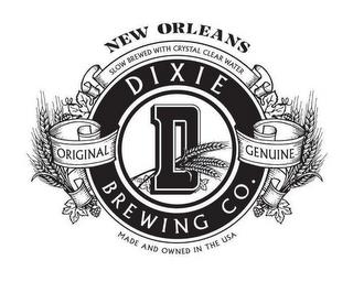 NEW ORLEANS SLOW BREWED WITH CRYSTAL CLEAR WATER DIXIE BREWING CO. D ORIGINAL GENUINE MADE AND OWNED IN THE USA trademark