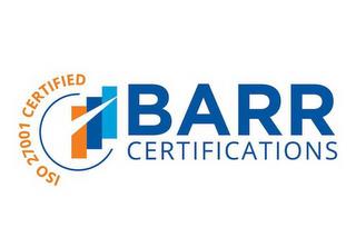 ISO 27001 CERTIFIED BARR CERTIFICATIONS trademark