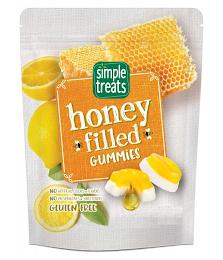 SIMPLE TREATS HONEY FILLED GUMMIES NO ARTIFICIAL COLORS OR FLAVORS NO PRESERVATIVES OR SWEETENERS GLUTEN FREE trademark