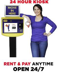 24 HOUR KIOSK RENT & PAY ANYTIME OPEN 24/7 MOVE IN HERE 24 HOUR SELF STORAGE NEED STORAGE? START HERE MOVE-IN TODAY! trademark