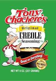 TONY CHACHERE'S THE ORIGINAL CREOLE SEASONING GREAT ON EVERYTHING NO MSG NET WT 8 OZ. (227 GRAMS) trademark