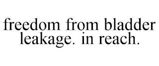 FREEDOM FROM BLADDER LEAKAGE. IN REACH. trademark