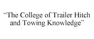 "THE COLLEGE OF TRAILER HITCH AND TOWING KNOWLEDGE" trademark