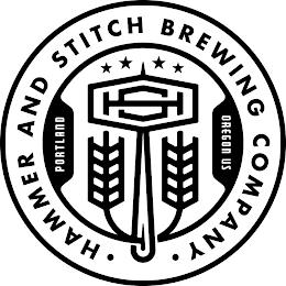 · HAMMER AND STITCH BREWING COMPANY · PORTLAND OREGON US HS trademark