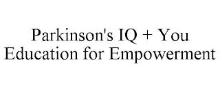 PARKINSON'S IQ + YOU EDUCATION FOR EMPOWERMENT trademark