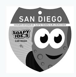 SAN DIEGO SOAPY JOE'S CAR WASH AVOID CONTACT WITH PAINTED, PLASTIC, OR VARNISHED SURFACES trademark