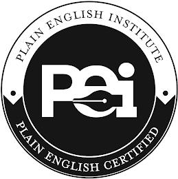 · PLAIN ENGLISH INSTITUTE · PLAIN ENGLISH CERTIFIED PEI trademark