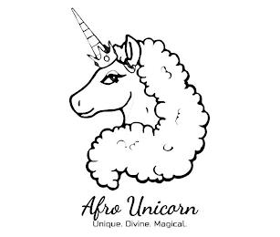 AFRO UNICORN UNIQUE. DIVINE. MAGICAL. trademark